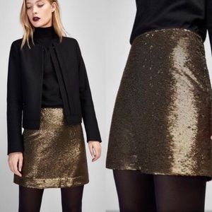 Massimo Dutti sequin gold skirt